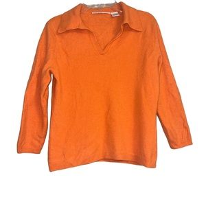 Evelyn Grace Orange 100% cashmere V neck Sweater